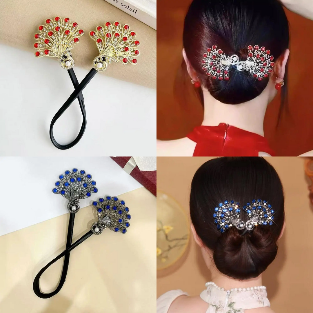 Rose® HairTie 1+1 GRATIS: Stilfull Hårbånd Elegant Vintage Krystall Hestehale Twist Holder