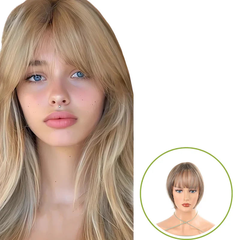 Rose® WigBangs 1+1 GRATIS: Sømløs Parykk Med Naturlig Utseende Panneluggforlengelser