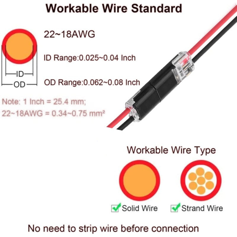 SolderlessConnector 10+10 GRATIS - Hurtigt Sikker Forbindelse Loddefri Tråd Splejs Stik