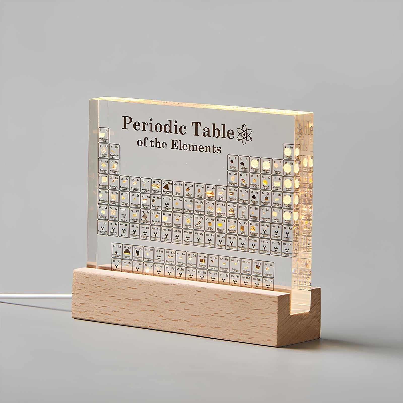 Ledsen™ PeriodicTable: Glass Periodisk Tabell Elementer Med Lys