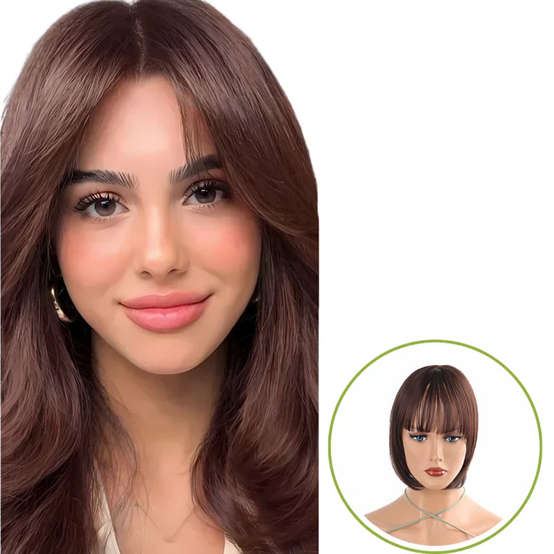 Rose® WigBangs 1+1 GRATIS: Sømløs Parykk Med Naturlig Utseende Panneluggforlengelser