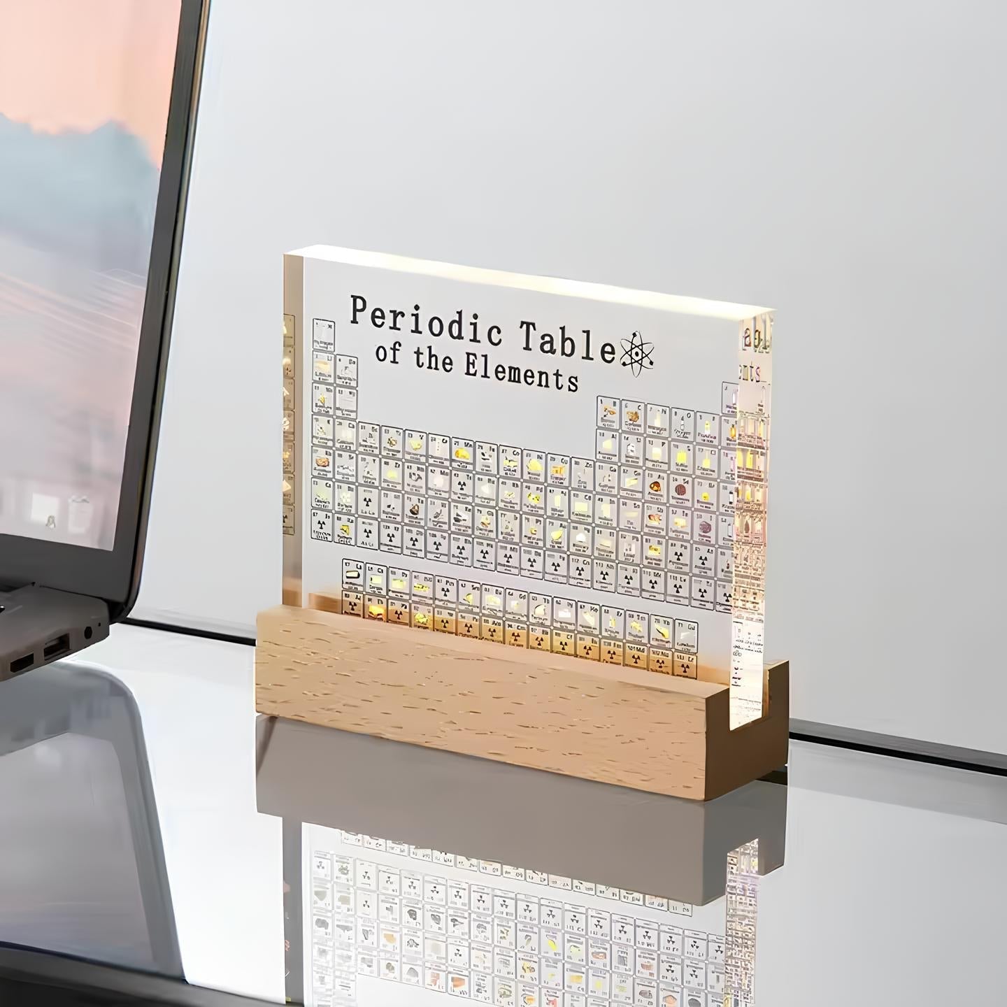 Ledsen™ PeriodicTable: Glass Periodisk Tabell Elementer Med Lys