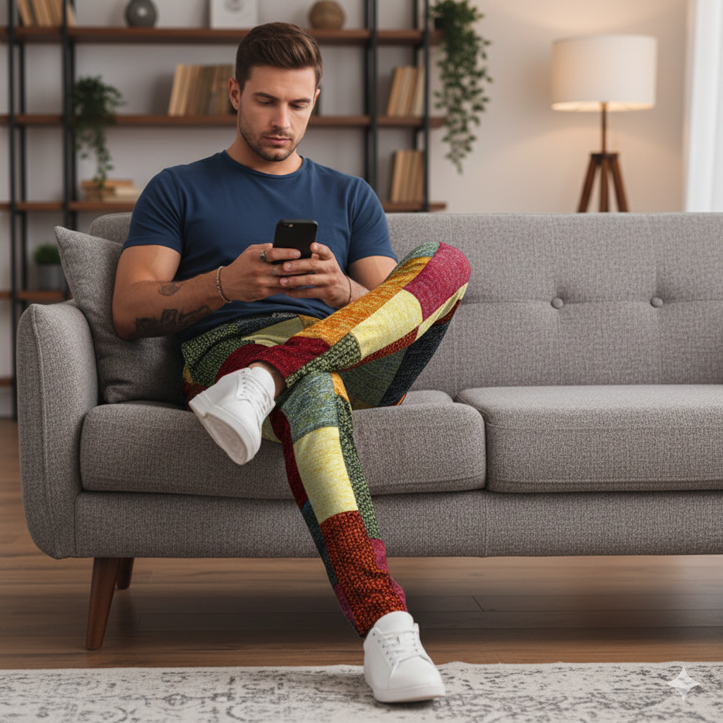 Icone™ RetroTrousers: Stilfulle Fargeblokk Vintage Slim Fit Retro Bukser