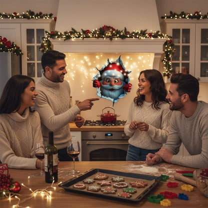 SantaSticker 1+1 GRATIS: 3D Gjenbrukbart Julenisseklistremerke Til Ferie Veggdekorasjon