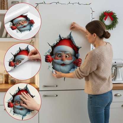 SantaSticker 1+1 GRATIS: 3D Gjenbrukbart Julenisseklistremerke Til Ferie Veggdekorasjon