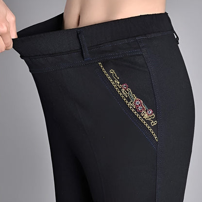 Icone™ CasualJeans: Elastisk Høj Talje Stretch Lige Ben Casual Jeans