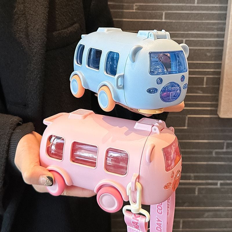 Kletshuts™ BusTumbler: Sød Sjov Stor Kapacitet Børne Bus Vand Tumbler