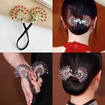 Rose® HairTie 1+1 GRATIS: Stilfull Hårbånd Elegant Vintage Krystall Hestehale Twist Holder