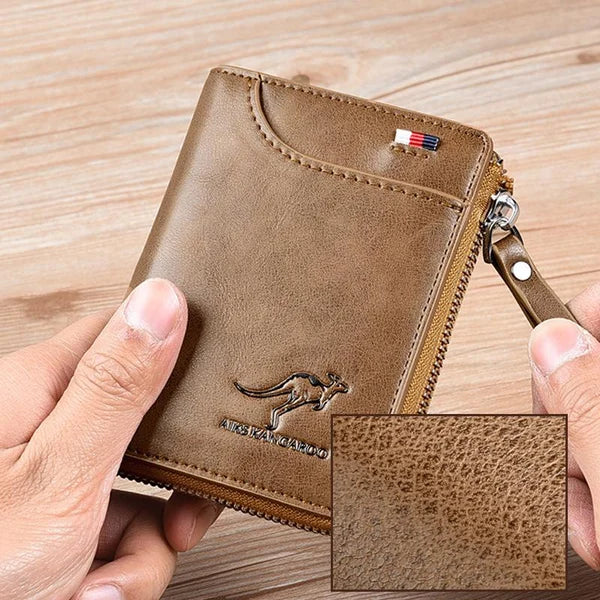 Icone™ ZippyWallet: Herre Glidelås Skinnlommebok Med RFID-beskyttelse