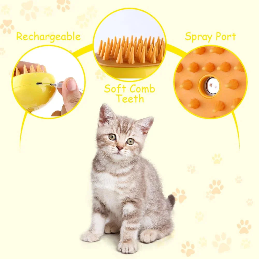 DogCatFri™ SteamBrush: Damp Kjæledyr Pleiebørste
