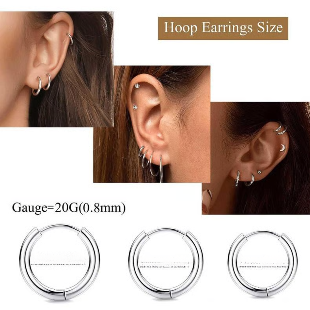Jewelance™ StudEarrings: Minimalistisk Brusk Piercing Stud Øredobber Sett