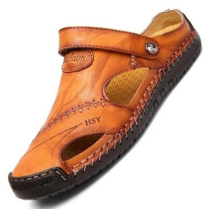 Happy™ LeatherSandals: Pustende Utendørs Sandaler i Mykt Skinn til Menn