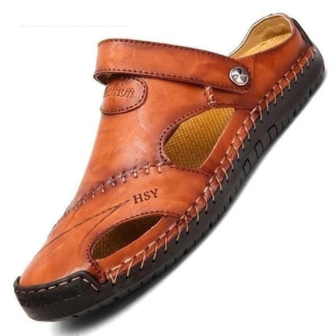 Happy™ LeatherSandals: Pustende Utendørs Sandaler i Mykt Skinn til Menn