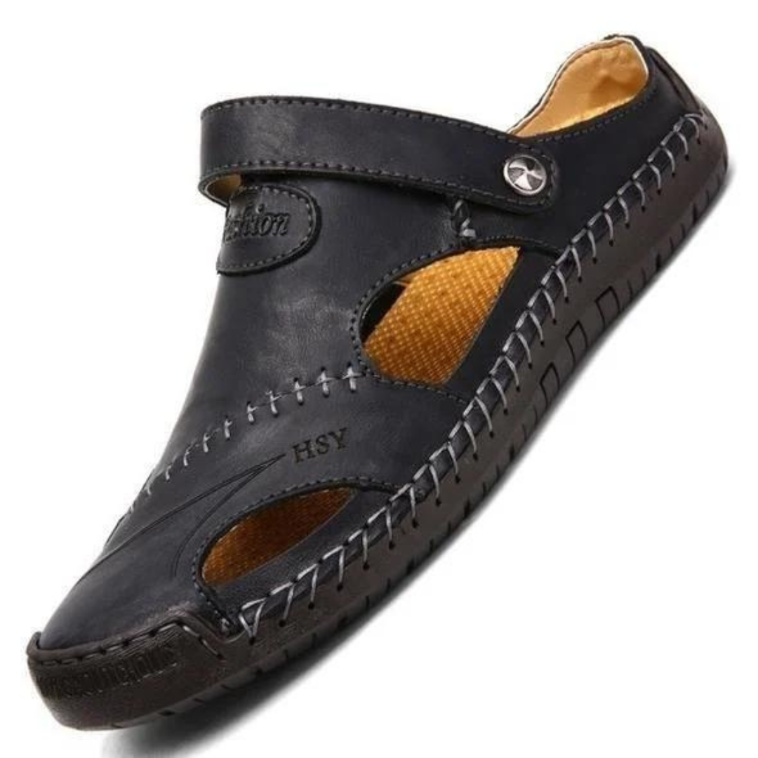 Happy™ LeatherSandals: Pustende Utendørs Sandaler i Mykt Skinn til Menn