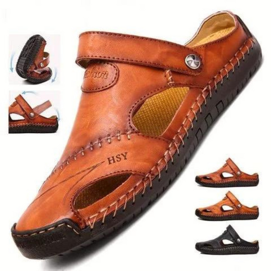 Happy™ LeatherSandals: Pustende Utendørs Sandaler i Mykt Skinn til Menn