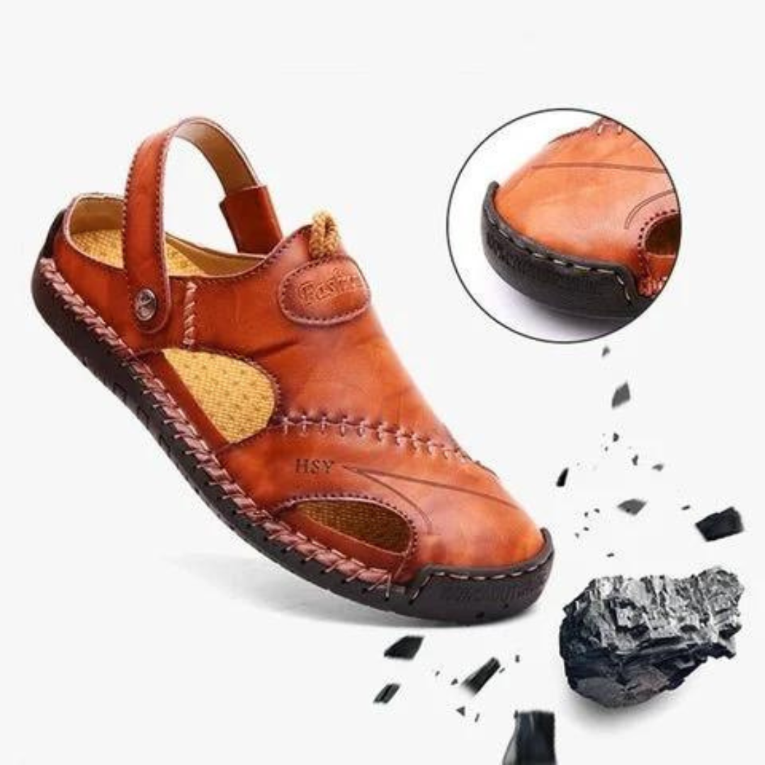 Happy™ LeatherSandals: Pustende Utendørs Sandaler i Mykt Skinn til Menn