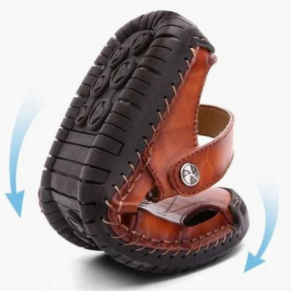Happy™ LeatherSandals: Pustende Utendørs Sandaler i Mykt Skinn til Menn