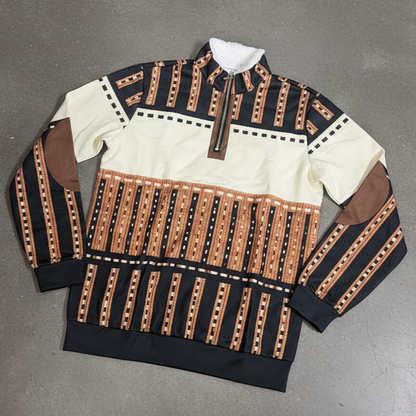 Icone™ RetroSweatshirt: Mænds Stilfulde Halv-Lynlås Stå-Krave Retro Sweatshirt