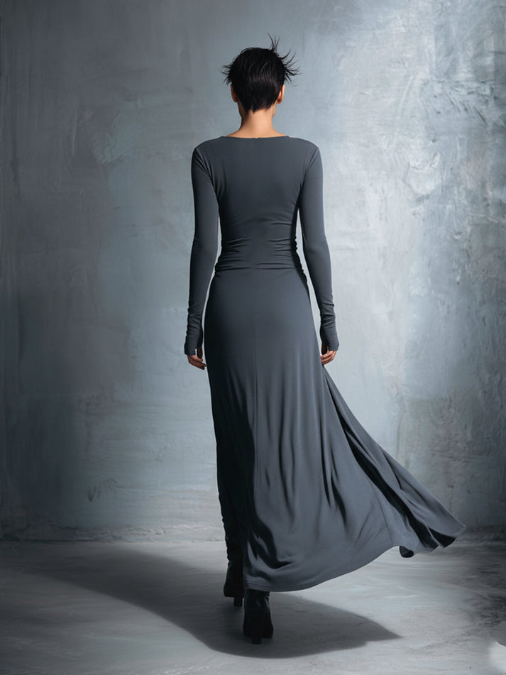 Icone™ MaxiDress: Side-Knude Slå-Om Slank-Pasform Premium Lang Maxi Kjole