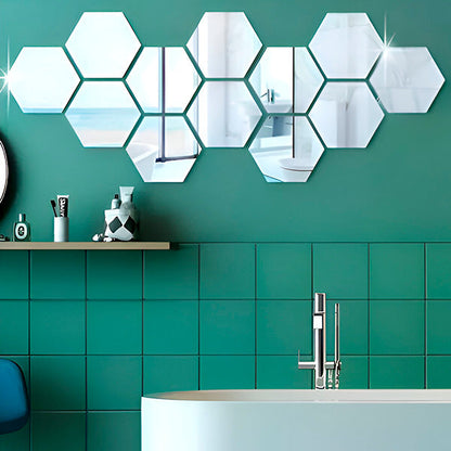 UltiFurni® HexaMirror: Sekskant Speil Vegg Klistremerker