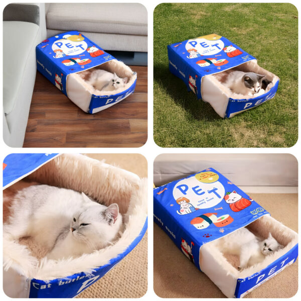 Catfri® CatBed: Koselig Innelukket Rektangulær Gjemmested KatteSeng