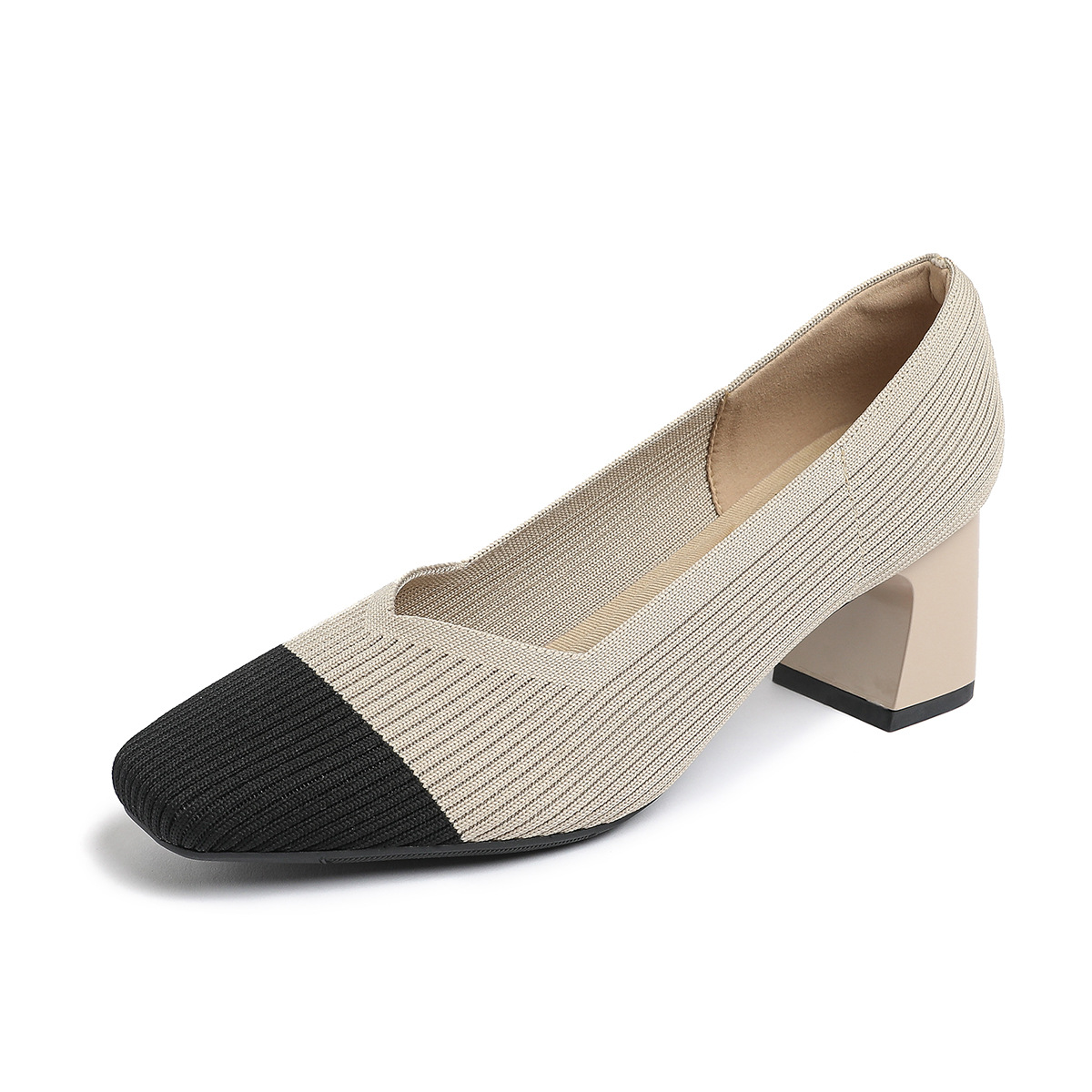 Happy™ KnittedHeels: Kvinner Firkantet Tå Kort Hæl Avslappet Komfort Strikkede Hæler
