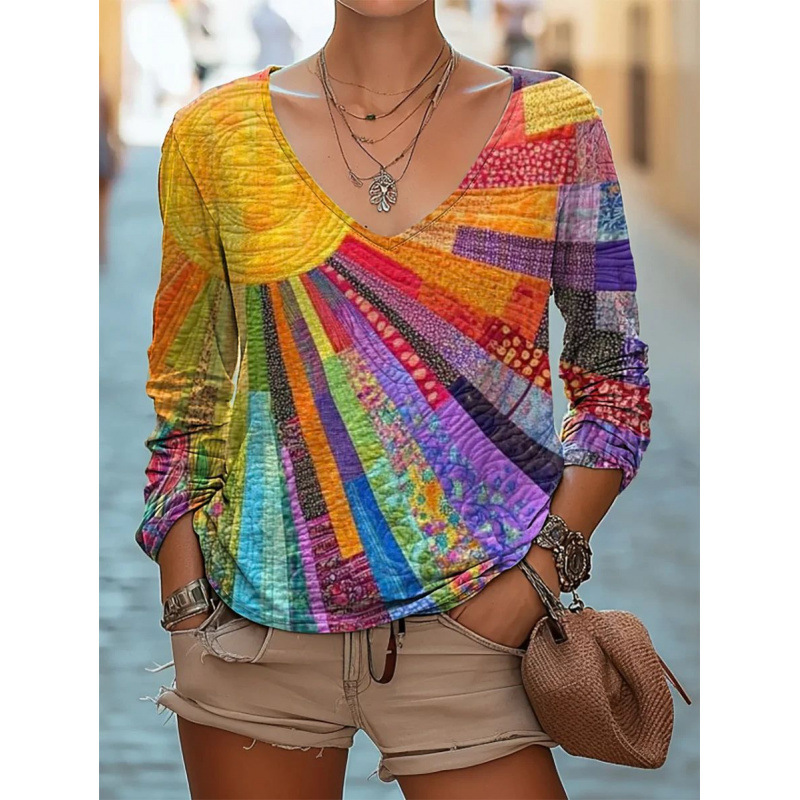 Icone™ SunsetShirt: Stilfuld Tilfældig Langærmet Livlig Solnedgangsskjorte