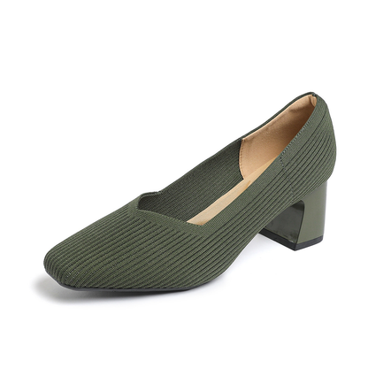 Happy™ KnittedHeels: Kvinner Firkantet Tå Kort Hæl Avslappet Komfort Strikkede Hæler