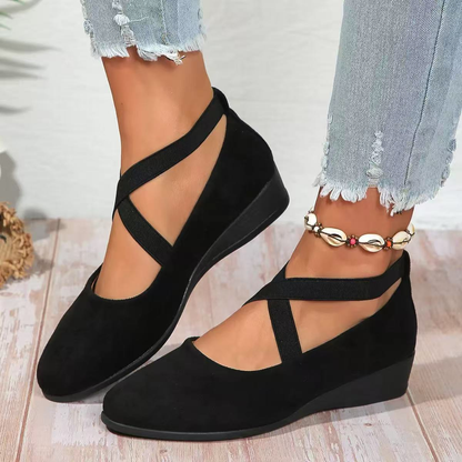 Happy™ BallerinaShoes: Dame Criss-Kryss Lukket Lavhælte Ballerinasko