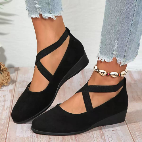 Happy™ BallerinaShoes: Dame Criss-Kryss Lukket Lavhælte Ballerinasko