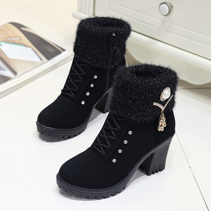 Happy™ CozyBoots: Kvinner Stilfulle Blokkhæler Koselige Støvler
