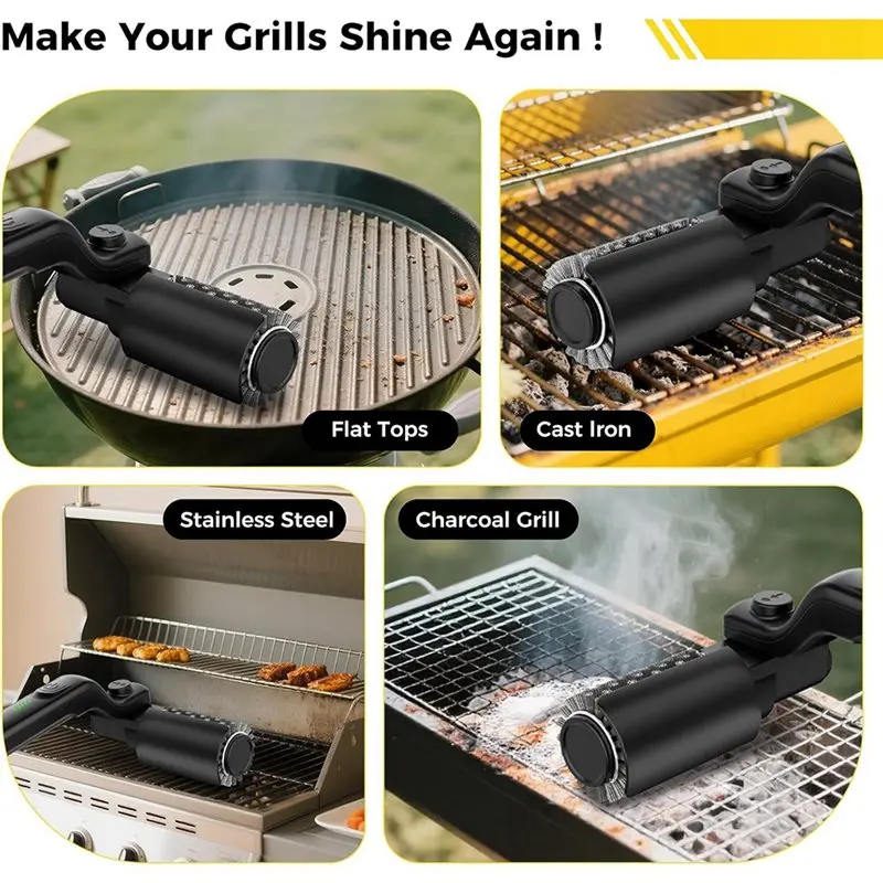 Globetrek° PowerBrush: Elektrisk Power Grill Rengøringsbørste Med Rotationsdybderengøring