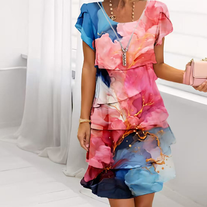 Icone™ SpringDress: Kvinners Vår Blomsterkaskade Elegant Kjole