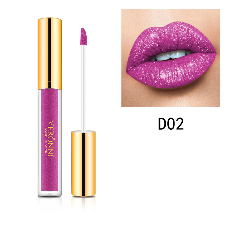GlitterLipstick 1+1 GRATIS: Langtidsholdbar Letvægts Skinnende Glimmer Læbestift