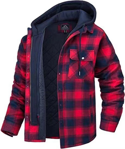 Icone™ PlaidJacket: Herre Stilfull Hette Glidelås Ternet Jakke