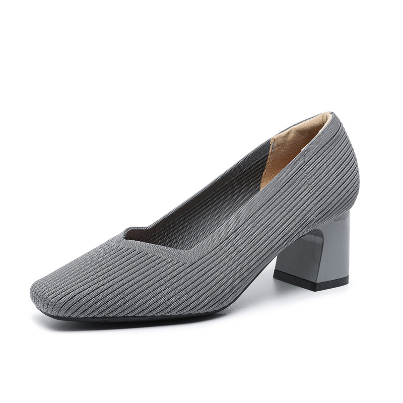 Happy™ KnittedHeels: Kvinner Firkantet Tå Kort Hæl Avslappet Komfort Strikkede Hæler