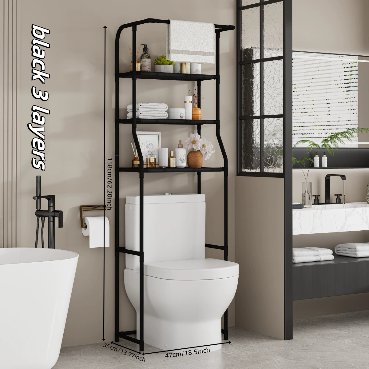 GlideHold® BathroomShelf: Stilfuld Minimalistisk 3-Niveau Badeværelseshylde