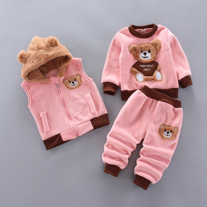 Kletshuts™ BabySet: Tre-Delt Koordineret Teddy Bamse Baby Sæt