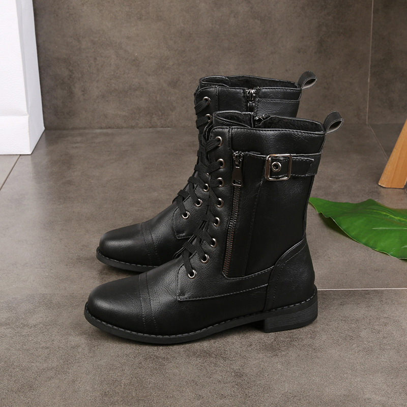 Happy™ ClassicBoots: Vintage Rund Tå Glidelås På Siden Klassiske Ankelstøvler