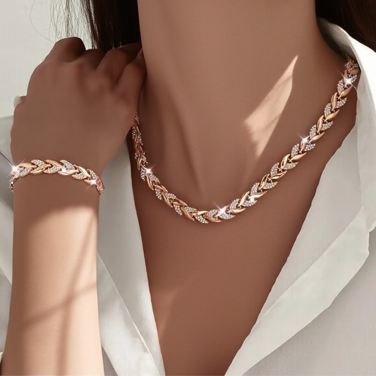 Jewelance™ FashionJewelry: Luksuriøst Pile-Inspirert Armbånd og Halskjede Mote Smykkesett