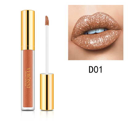 GlitterLipstick 1+1 GRATIS: Langtidsholdbar Letvægts Skinnende Glimmer Læbestift