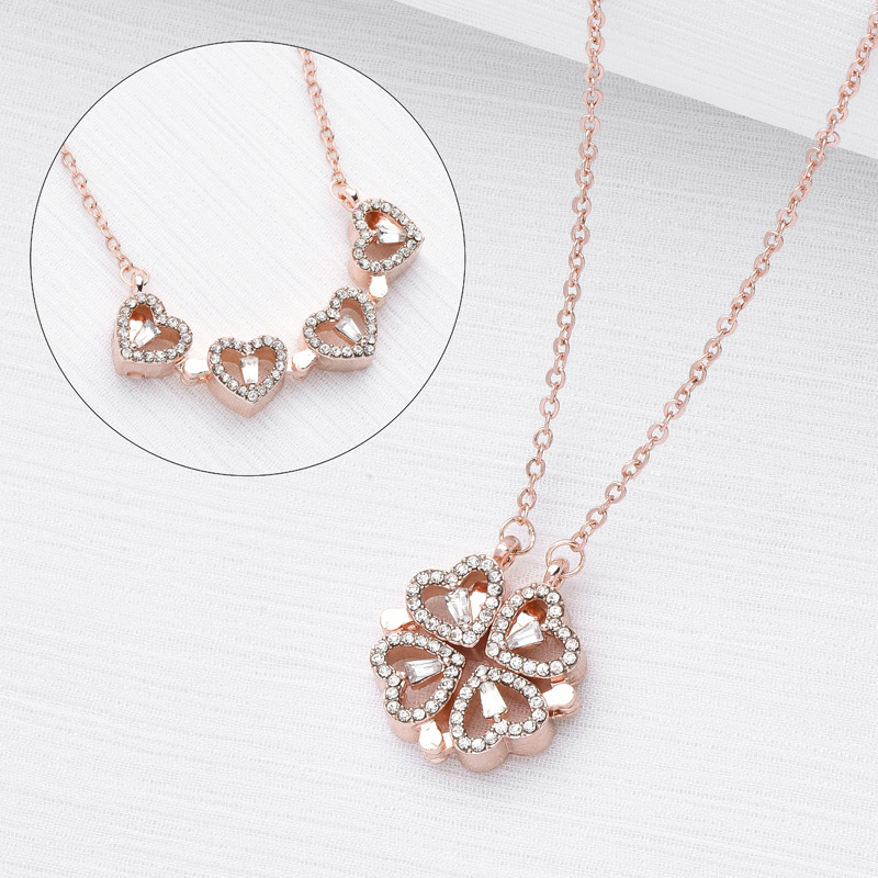 Jewelance™ CloverNecklace 1+1 GRATIS: Stilfuld To-Stil Magnetisk Hjerte Kløver Halskæde