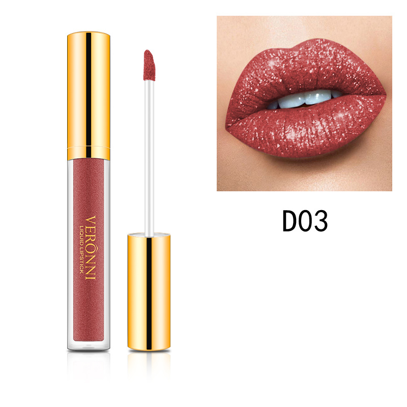 GlitterLipstick 1+1 GRATIS: Langtidsholdbar Letvægts Skinnende Glimmer Læbestift