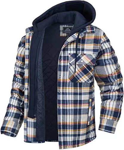 Icone™ PlaidJacket: Herre Stilfull Hette Glidelås Ternet Jakke
