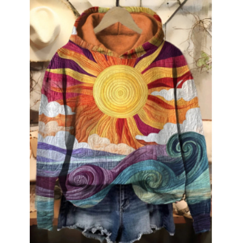Icone™ SunsetShirt: Stilfuld Tilfældig Langærmet Livlig Solnedgangsskjorte
