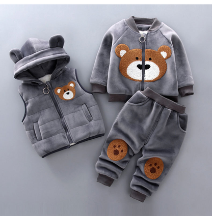 Kletshuts™ BabySet: Tre-Delt Koordineret Teddy Bamse Baby Sæt