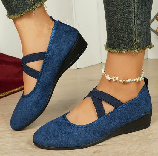 Happy™ BallerinaShoes: Dame Criss-Kryss Lukket Lavhælte Ballerinasko