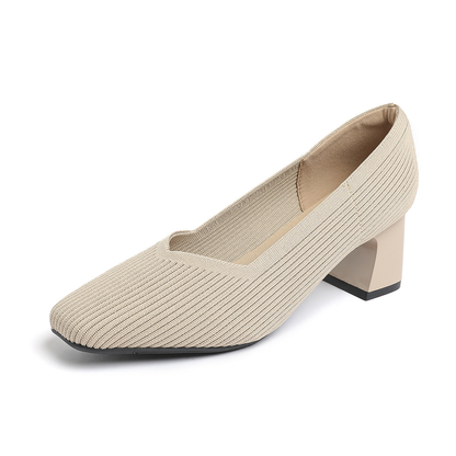 Happy™ KnittedHeels: Kvinner Firkantet Tå Kort Hæl Avslappet Komfort Strikkede Hæler