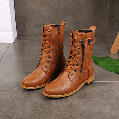 Happy™ ClassicBoots: Vintage Rund Tå Glidelås På Siden Klassiske Ankelstøvler