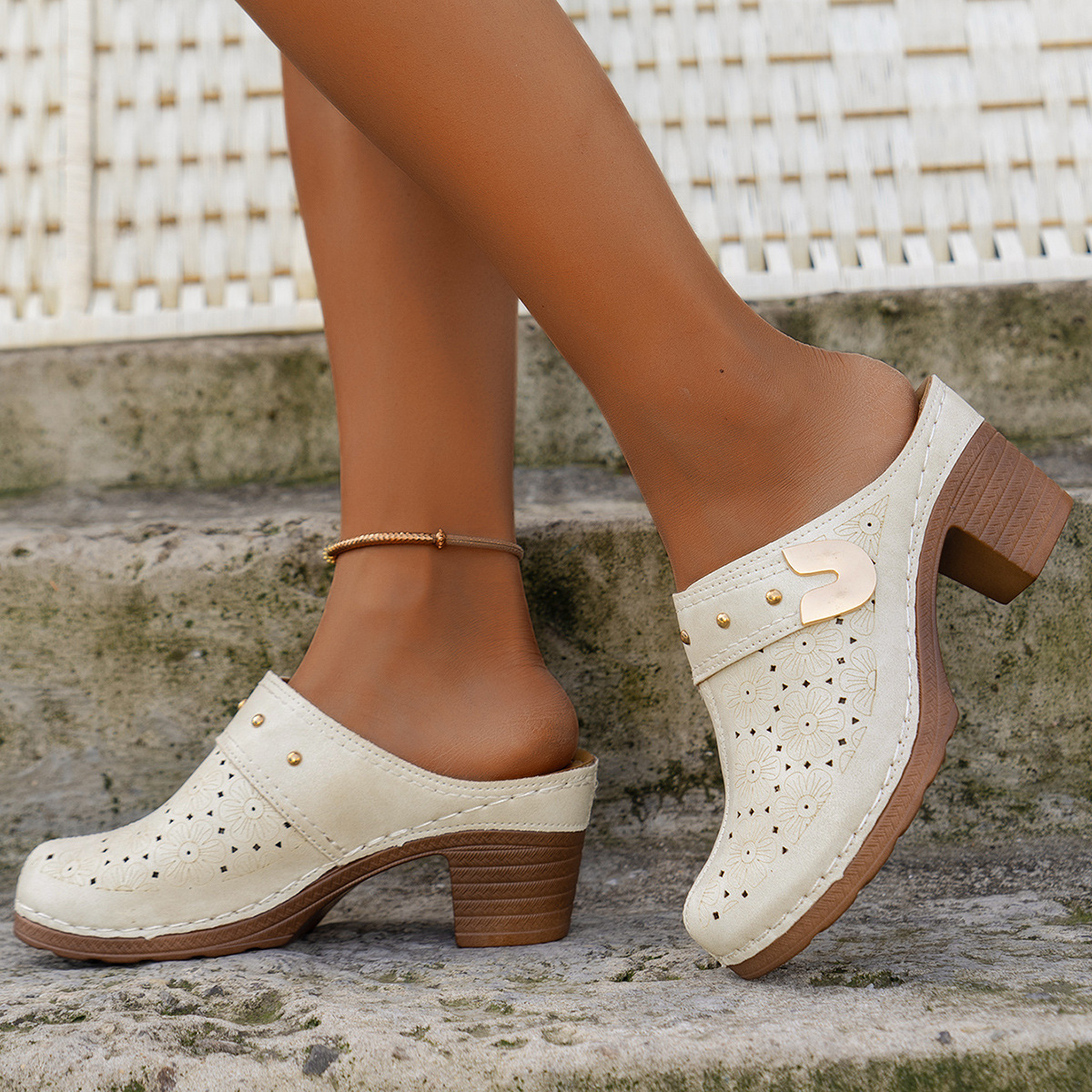 Happy™ ChunkySandals: Stilfull Lukket Tå Plattform Slip-on Chunky Sandaler